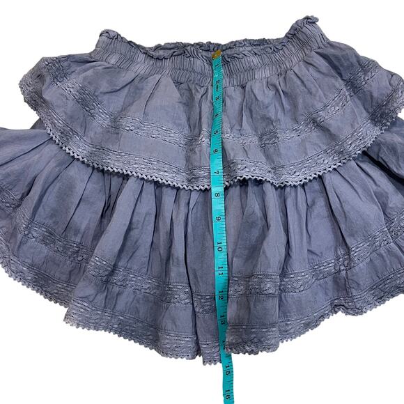 LoveShackFancy XS Blue Tiered Lace Mini Skirt | Cotton, Elastic Waist, Sold Out - Picture 11 of 13